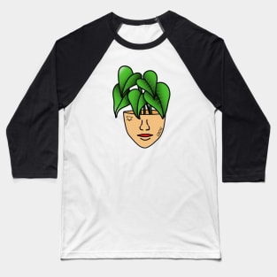 Tropical House Plant Person with Face Tattoos and Septum Piercing, Tanned Skin Baseball T-Shirt